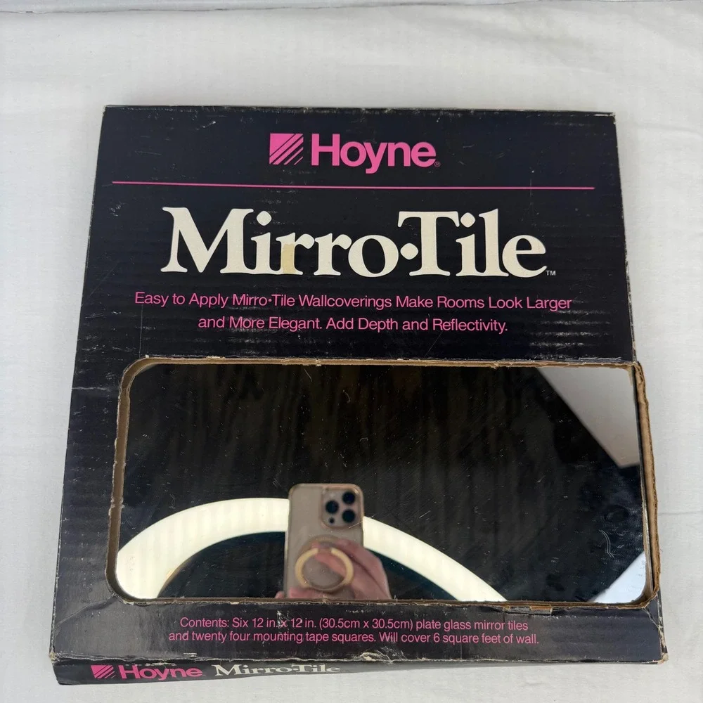 Vintage 1982 Hoyne Mirro-Tile 12x12 Glass Mirror Wall Tiles Set of 4 Retro DIY